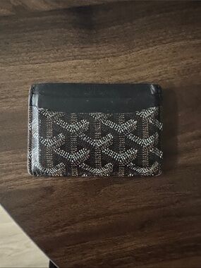 Goyard Brown and Black Card Holder with Signature Chevron Print